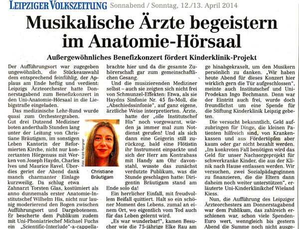 Anatomiekonzert, Universität Leipzig, Presseartikel LVZ